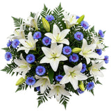 Luxury White Lily with Blue Cornflowers Bouquet