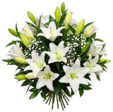 Luxury White Lily with Gypsophila Bouquet - Flowers Box London