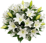 Luxury White Lily with Gypsophila Bouquet - Flowers Box London