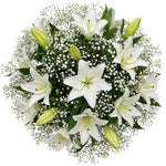 Luxury White Lily with Gypsophila Bouquet - Flowers Box London