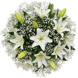 Luxury White Lily with Gypsophila Bouquet - Flowers Box London