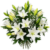 Luxury White Lily with Gypsophila Bouquet - Flowers Box London