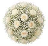 Luxury White Roses with Gypsophila Bridal Bouquet - Flowers Box London