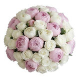 Luxury White Roses with Peonies Bouquet - Flowers Box London