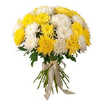 Luxury White & Yellow Chrysanthemum Bouquet - Flowers Box London