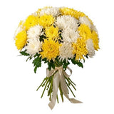 Luxury White & Yellow Chrysanthemum Bouquet - Flowers Box London