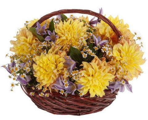 Luxury Yellow Dahlia with Clematis Basket - Flowers Box London