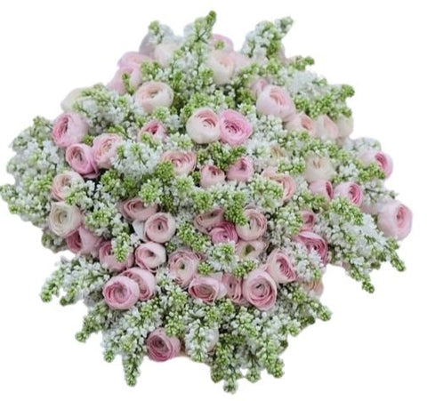 Magnificent Bouquet of Lilac with Light Pink Ranunculus - Flowers Box London