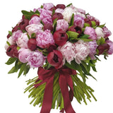 Magnificent Pink and Red Peonies Bouquet - Flowers Box London