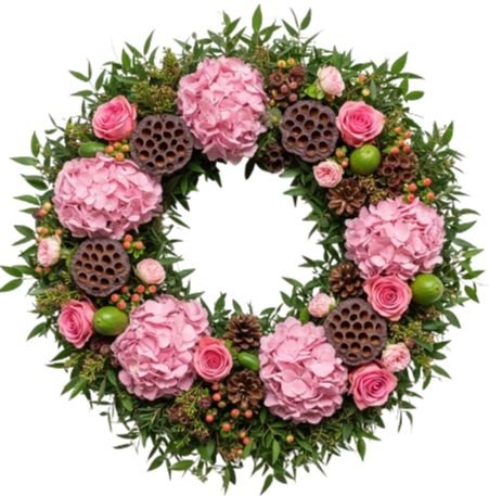 Magnificent Pink Blooms Festive Door Wreath - Flowers Box London