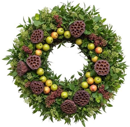 Malus and Lotus Pod Door Wreath - Flowers Box London