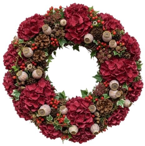 Marvelous Burgundy Hydrangea with Papaver Wreath - Flowers Box London