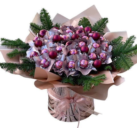 Merry Christmas Box of Chocolate Box with Baubles - Flowers Box London