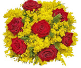 Mimosa and Roses Bouquet - Flowers Box London