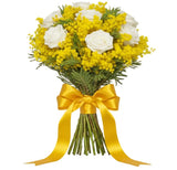 Mimosa and Roses Bouquet - Flowers Box London