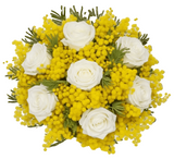 Mimosa and Roses Bouquet - Flowers Box London