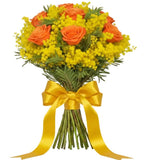 Mimosa and Roses Bouquet - Flowers Box London
