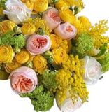 Mimosa with Garden Roses Elegant Bouquet - Flowers Box London