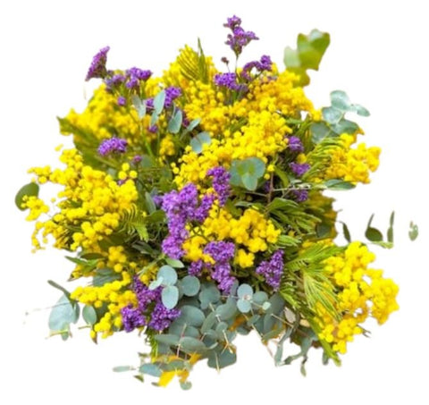 Mimosa with Purple Limonium Bouquet - Flowers Box London