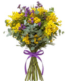 Mimosa with Purple Limonium Bouquet - Flowers Box London