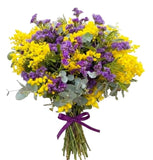 Mimosa with Purple Limonium Bouquet - Flowers Box London