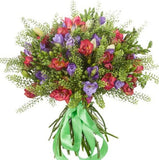 Multicolored Freesias with Green Bell Bouquet