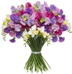 Multicolored Sweet Pea with Freesias Bouquet - Flowers Box London