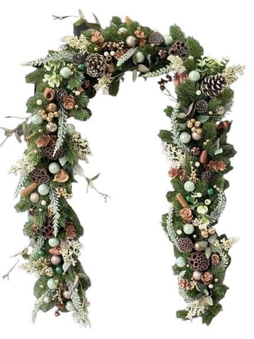 Natural Look Spruce Garland with Baubles - Flowers Box London