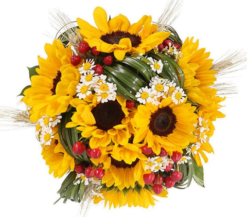 Natural Look Sunflowers and Daisy Tanacetum Bouquet