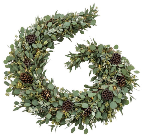 Nature Luxe Garland with Eucalyptus, Cones & Lotus - Flowers Box London