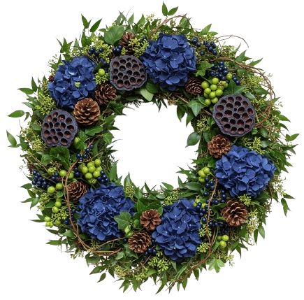 Navy Hydrangea and Blueberries Luxury Door Wreath