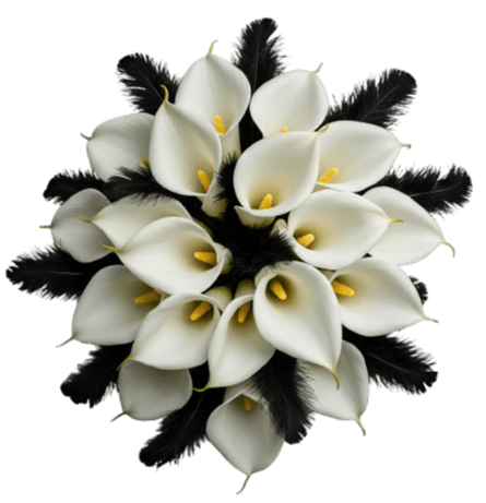 Noir Feather and Calla Lily Bouquet - Flowers Box London