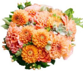 Orange Dahlia Bouquet with Hypericum