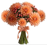Orange Dahlia Bouquet with Hypericum - Flowers Box London