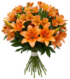 Orange Lily with Alstroemeria Bouquet - Flowers Box London