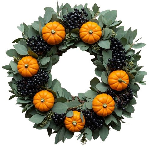 Orange Pumpkin Halloween Wreath