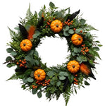Orange Pumpkin with Feathers Hallowen Wreath