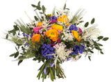 Orange Ranunculus with Hyacinth and Sweet Williams Bouquet - Flowers Box London
