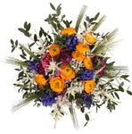 Orange Ranunculus with Hyacinth and Sweet Williams Bouquet