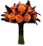 Orange Roses and Calla Lily with Feathers Bouquet - Flowers Box London