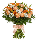 Orange Roses & Calla Lily Bouquet - Flowers Box London