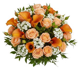 Orange Roses & Calla Lily Bouquet - Flowers Box London