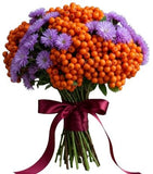 Orange Rowan Berries with Aster Flowers Bouquet - Flowers Box London