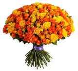 Orange & Yellow Spray Roses Bouquet - Flowers Box London