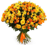 Orange & Yellow Spray Roses Bouquet - Flowers Box London