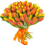 Orange & Yellow Tulips Bouquet - Flowers Box London