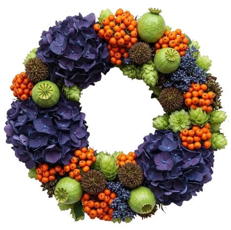 Papaver & Hydrangea Bloom Dooor Ring - Flowers Box London