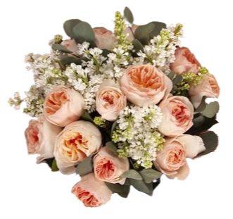 Pastel Bouquet of Lilac and Peach Garden Roses