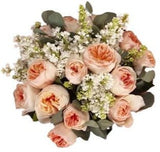 Pastel Bouquet of Lilac and Peach Garden Roses - Flowers Box London