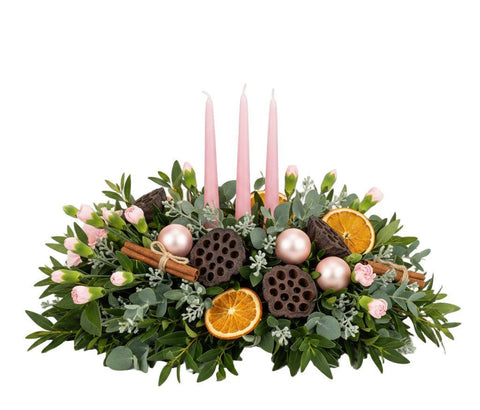 Pastel Holiday Magic Rustic Centerpiece - Flowers Box London